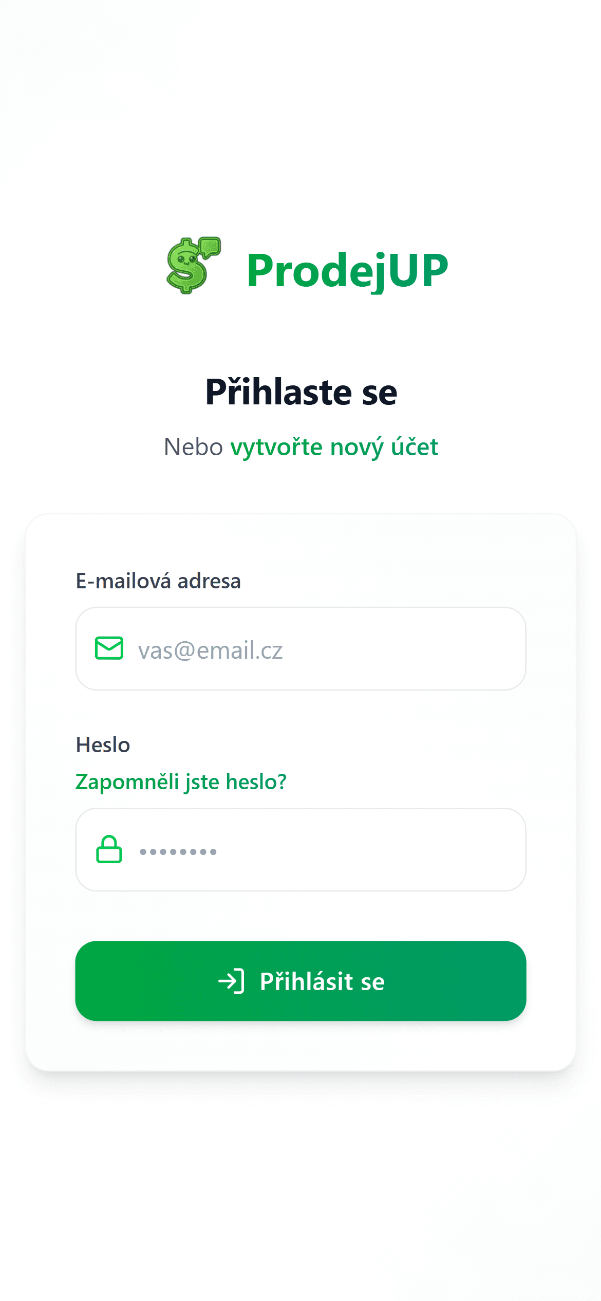Prodejup Mobile App Interface