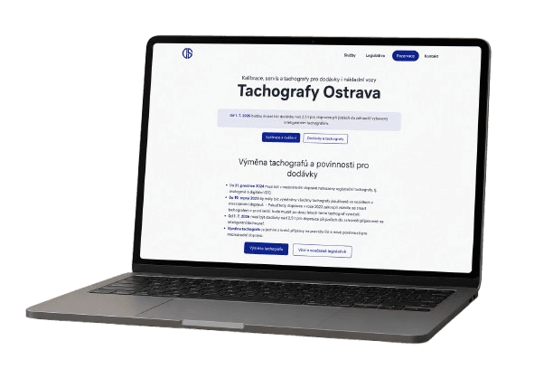 Notebook s oficiálním webem Tachografy DS